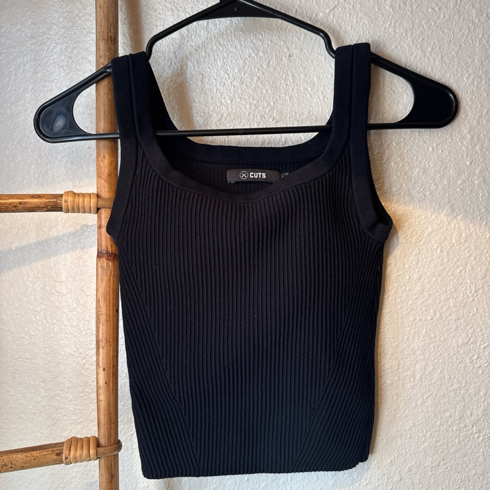 Cuts Clothing Black Ribbed Tank Top